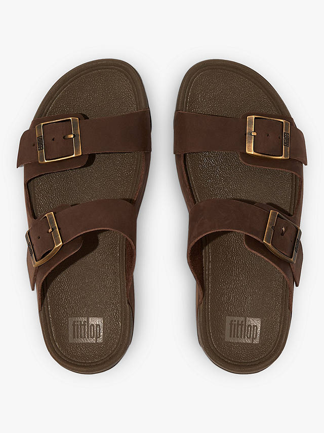 FitFlop Gogh Moc Leather Sliders, Chocolate