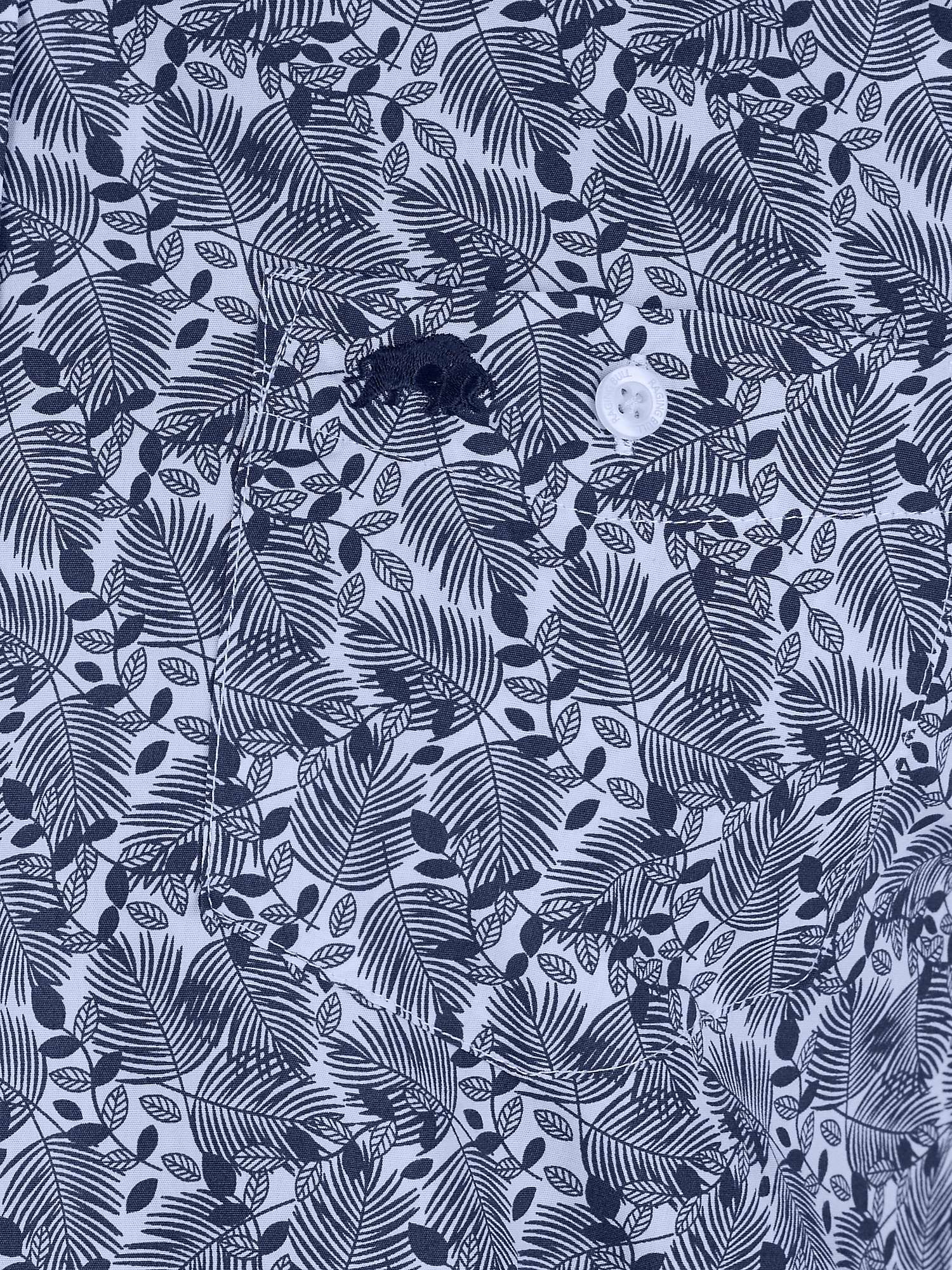 Buy Raging Bull Short Sleeve Leaf Print Poplin Shirt, Blue/White Online at johnlewis.com