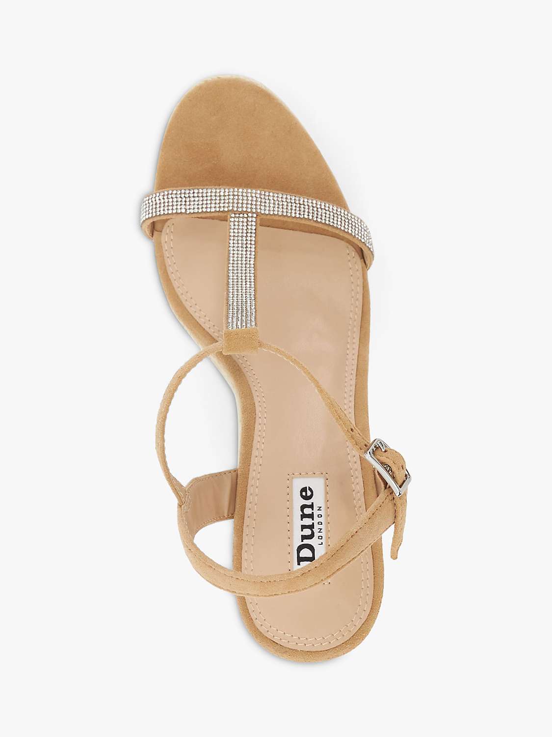 Buy Dune Kitten Suede Embellished T-Bar Wedge Sandals, Camel Online at johnlewis.com