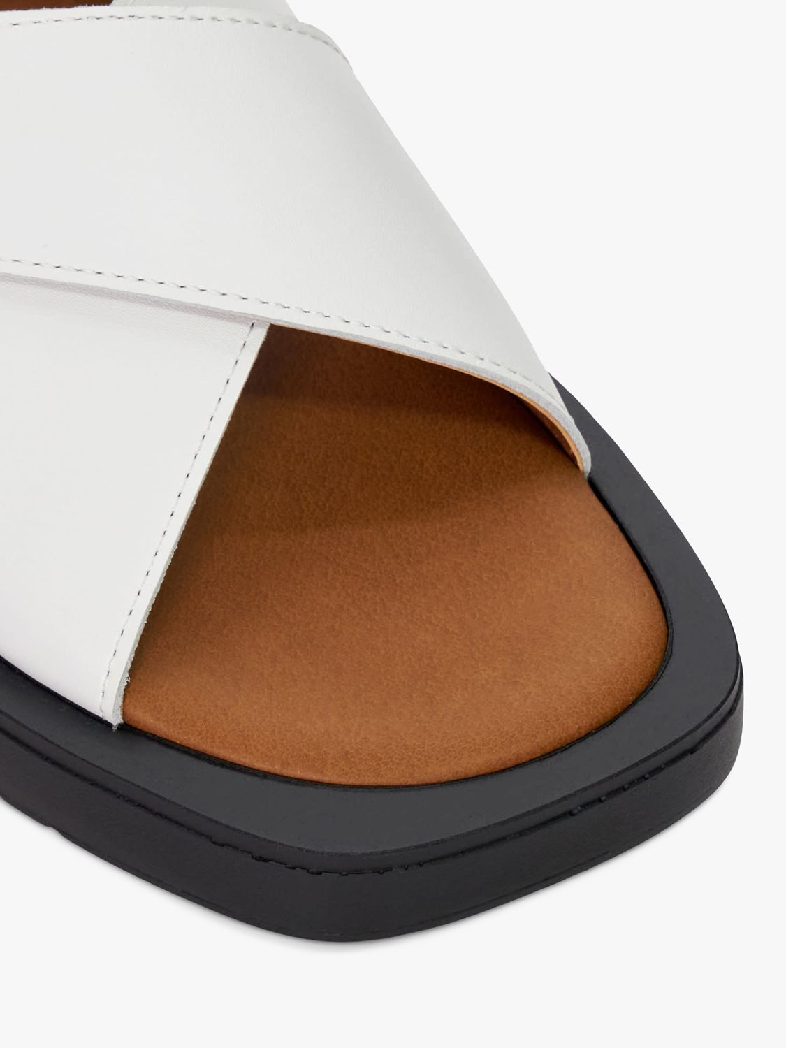 Dune Liquorice Leather Cross Strap Flatform Sandals, White, 3