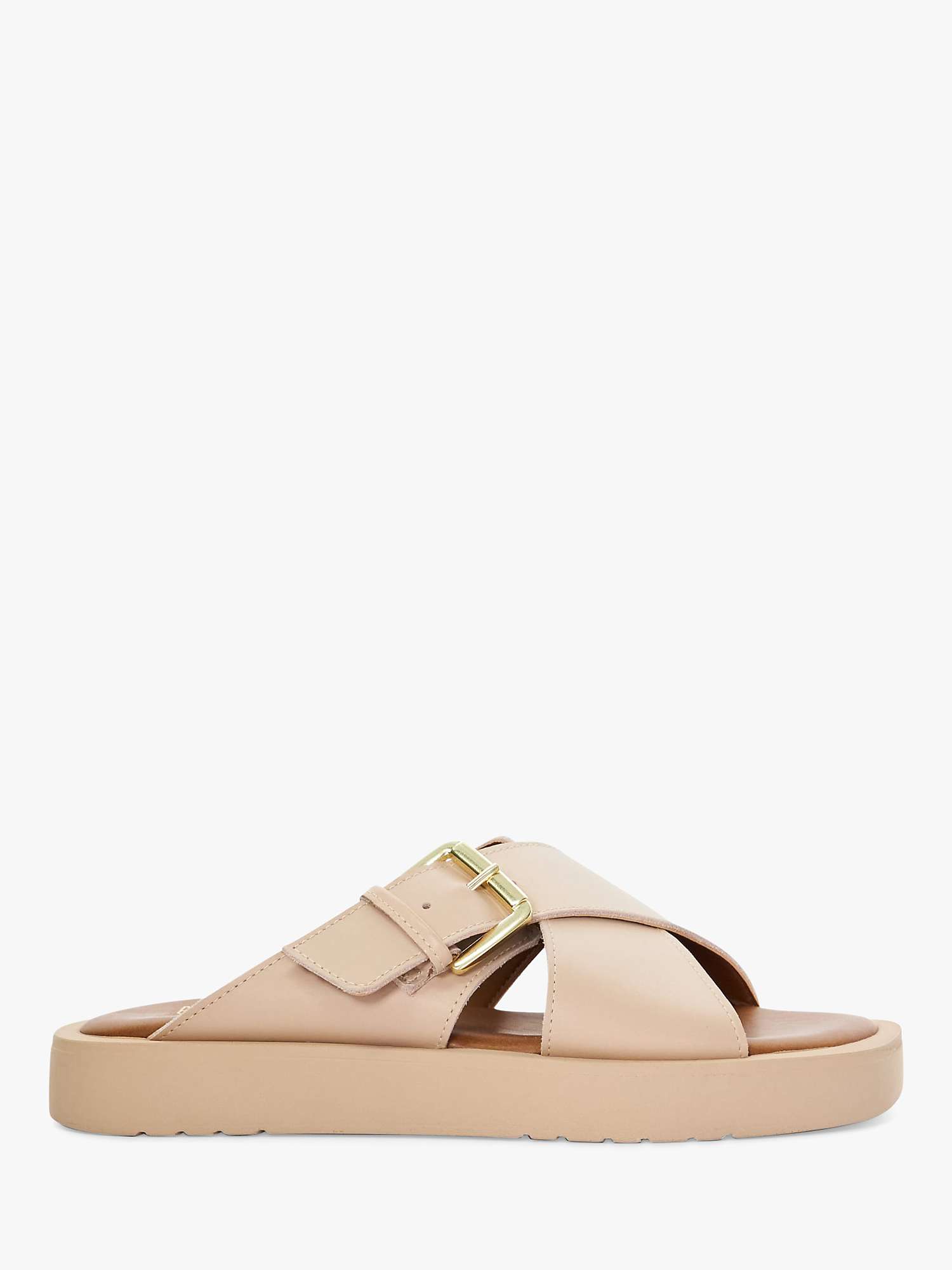 Buy Dune Liquorice Leather Cross Strap Flatform Sandals Online at johnlewis.com