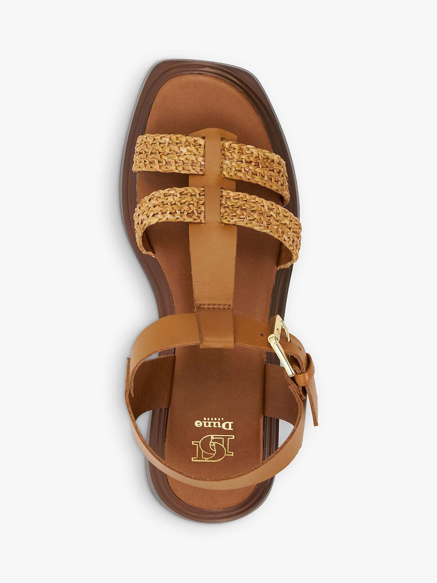Buy Dune Lyons Leather & Raffia Flatform Sandals, Tan Online at johnlewis.com