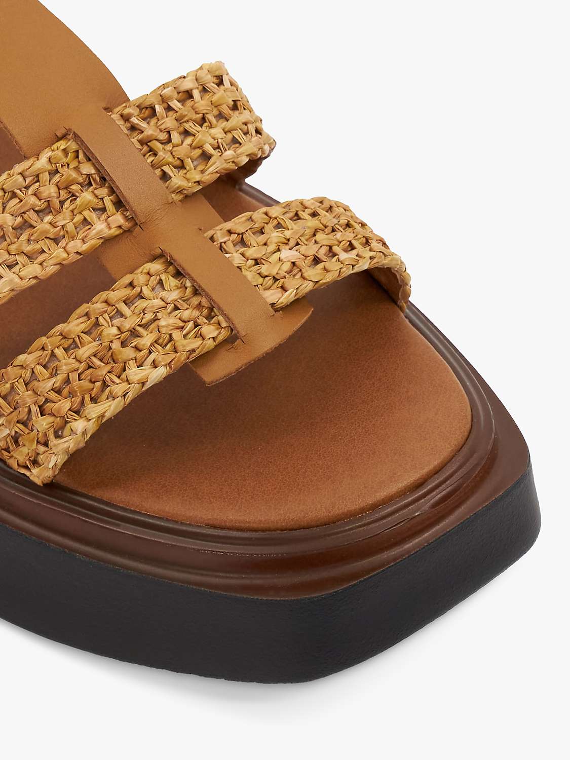 Buy Dune Lyons Leather & Raffia Flatform Sandals, Tan Online at johnlewis.com