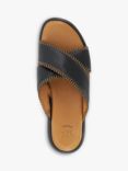 Dune Litch Leather Slider Sandals, Black