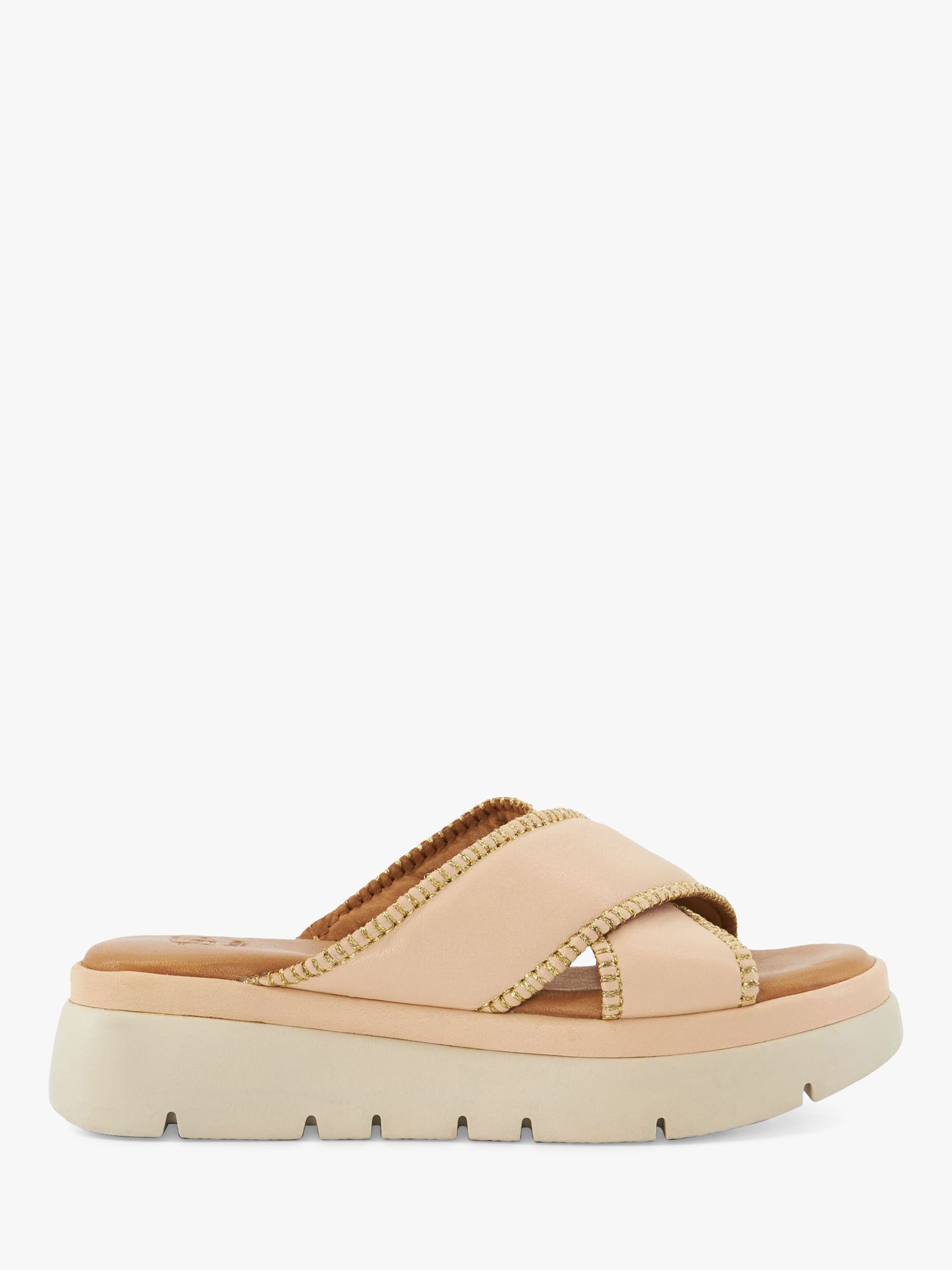 Dune Litch Leather Slider Sandals, Blush