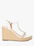 Dune Kitten Leather Embellished T-Bar Wedge Sandals, White