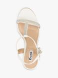 Dune Kitten Leather Embellished T-Bar Wedge Sandals, White