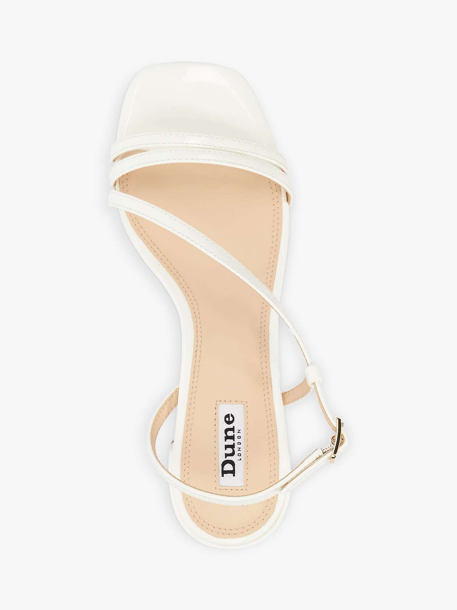 Buy Dune Maryanna Low Block Heel Patent Sandals, White Online at johnlewis.com