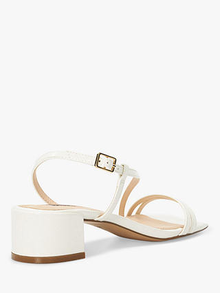 Dune Maryanna Low Block Heel Patent Sandals, White