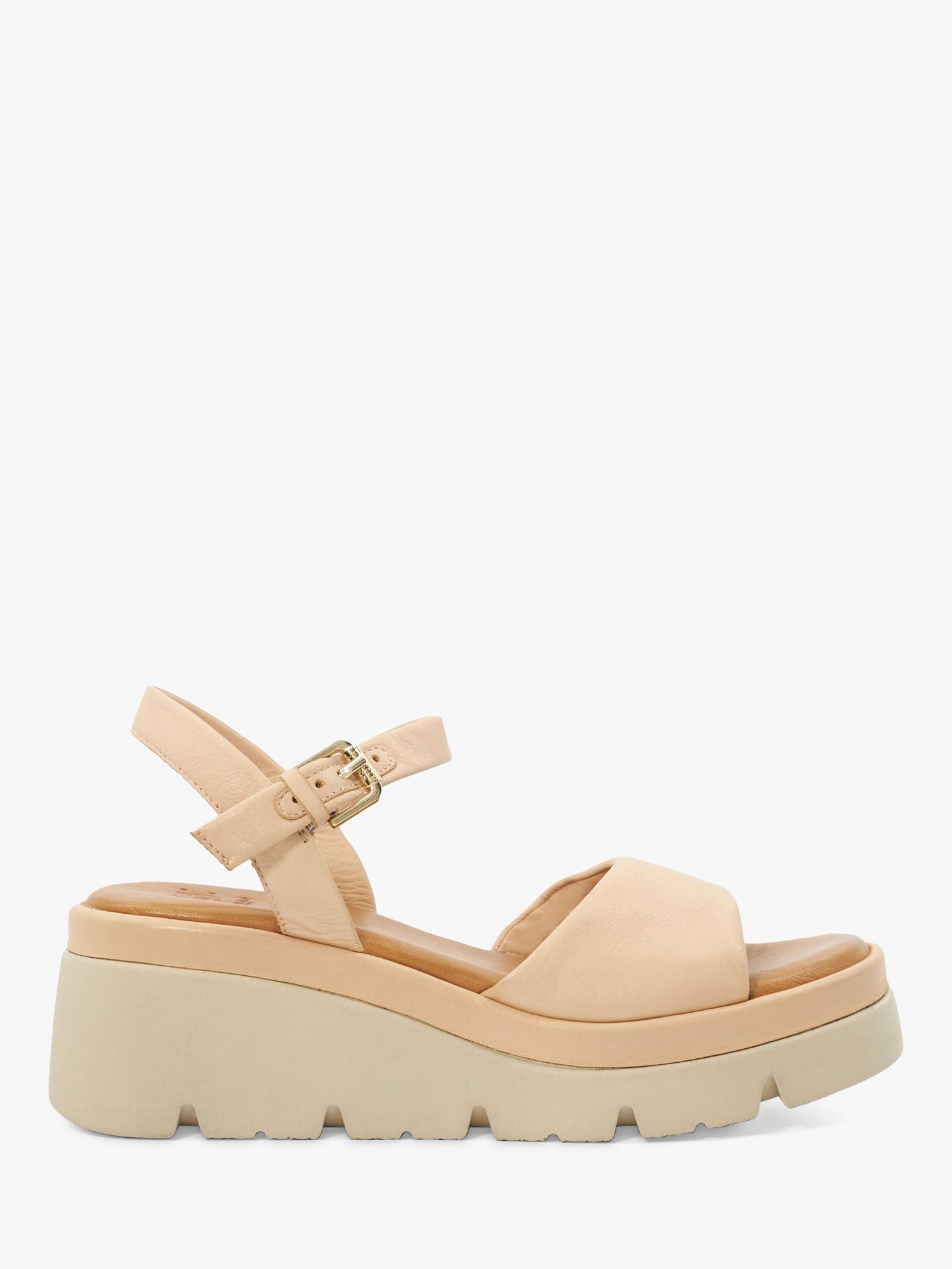 Dune Komodo Leather Memory Foam Wedge Sandals, Blush at John Lewis ...