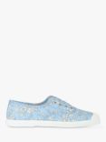 Trotters Hampton Plum Betsy Print Canvas Plimsolls, Blue Capel