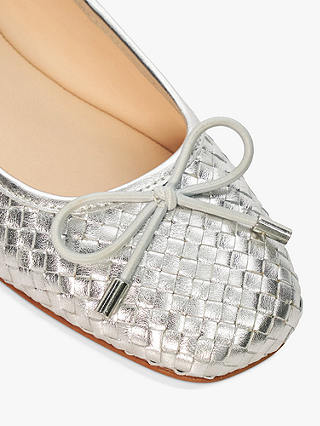 Dune Heights Woven Leather Ballet Pumps, Silver