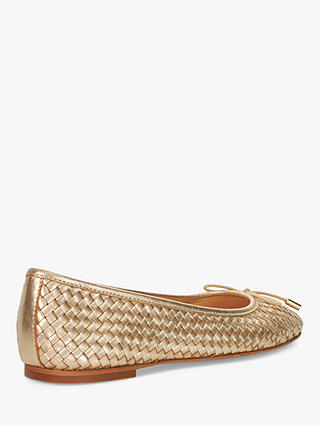 Dune Heights Woven Leather Ballet Pumps, Gold