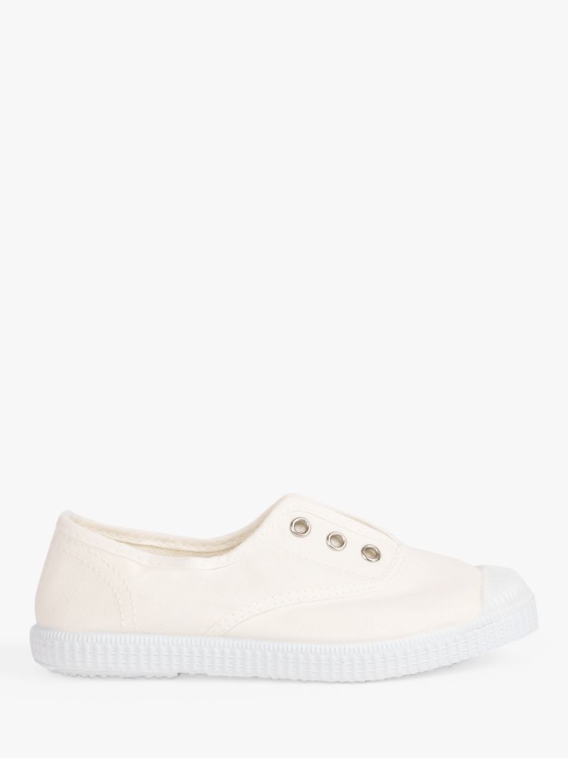 Trotters Kids' Hampton Plum Canvas Plimsolls, White, 12.5 Jnr