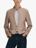 Reiss Lola Leather Biker Jacket, Neutral