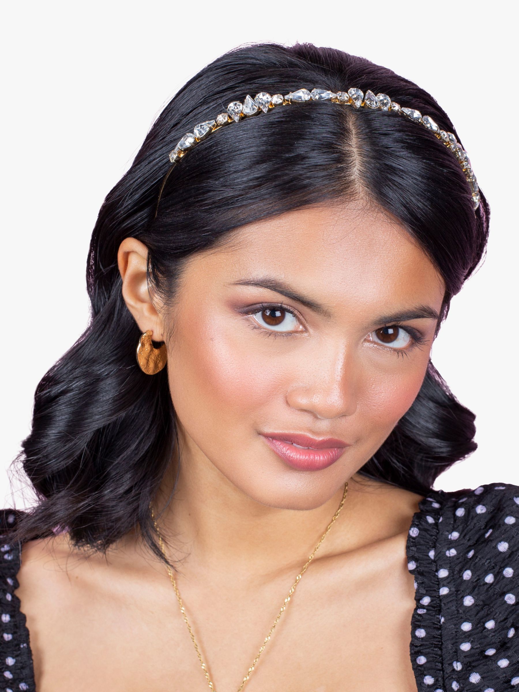 Bloom & Bay Snowdrop Crystal Headband, Gold, One Size