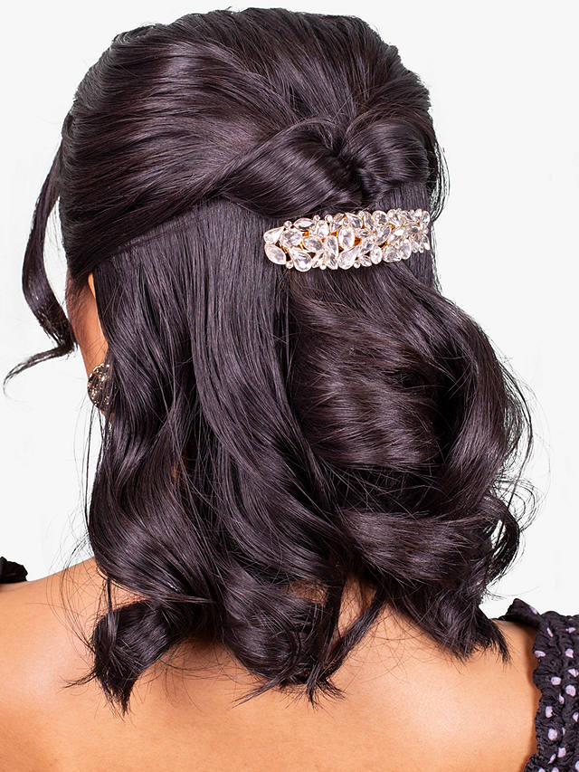 Bloom & Bay Magnolia Crystal Barrette Hair Clip, Gold