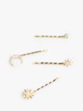 Bloom & Bay Peony Celestial Hair Clip Set, Pack of 4, Gold