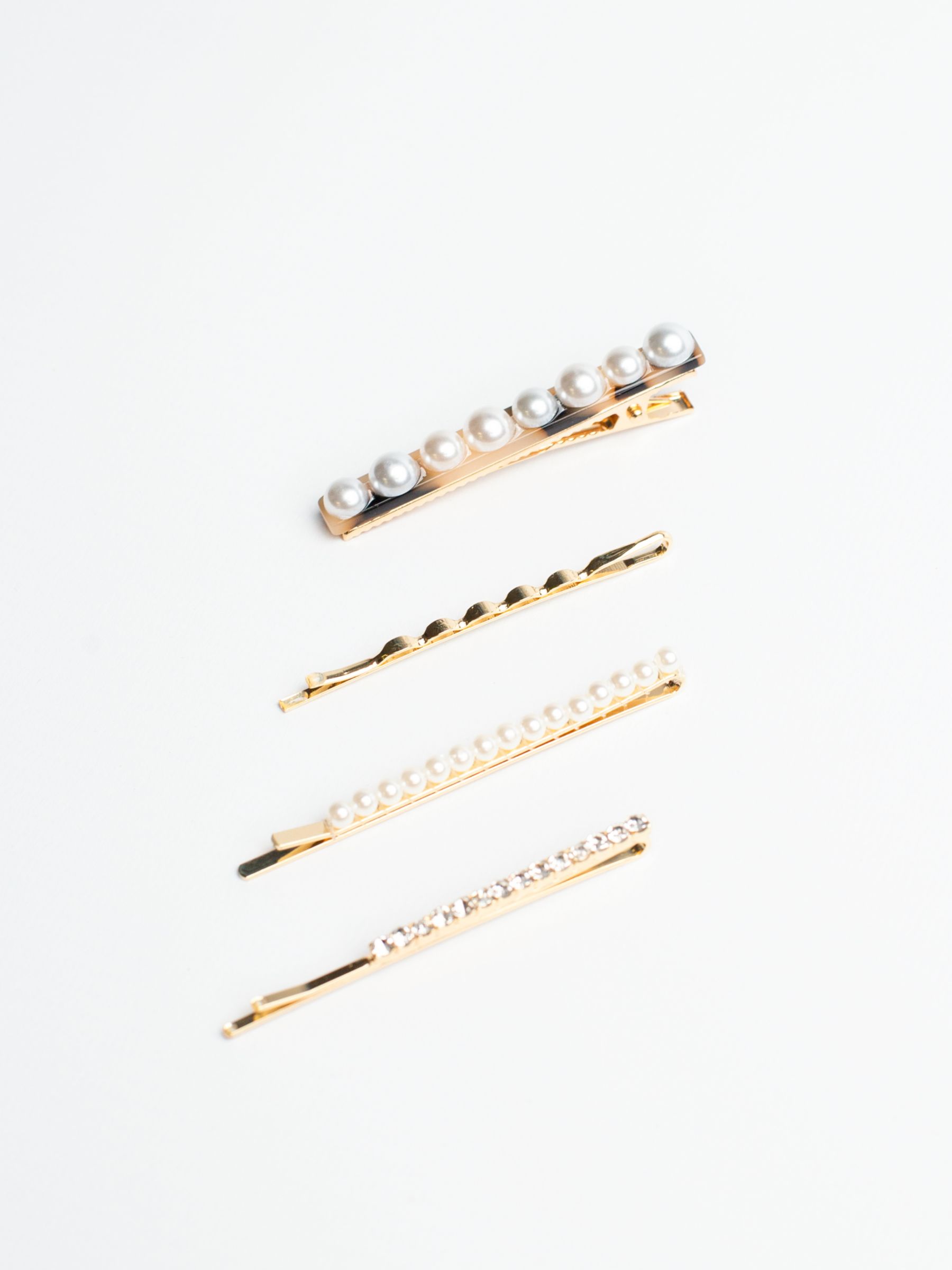 Buy Bloom & Bay Bluebell Pearl & Crystal Hair Clips, Pack of 4, Gold Online at johnlewis.com