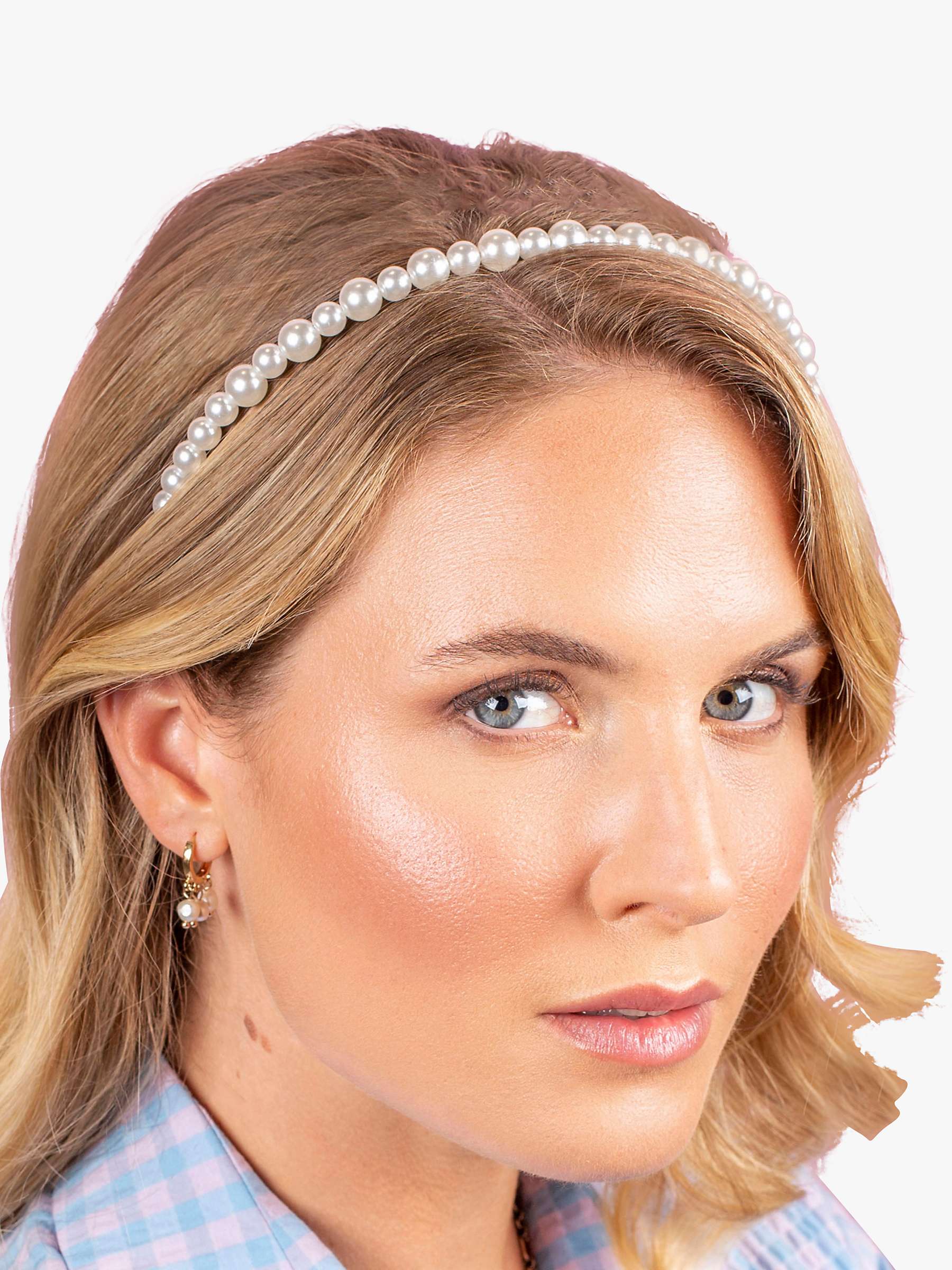 Buy Bloom & Bay Cherry Pearl & Crystal Headband Set, Silver/White Online at johnlewis.com