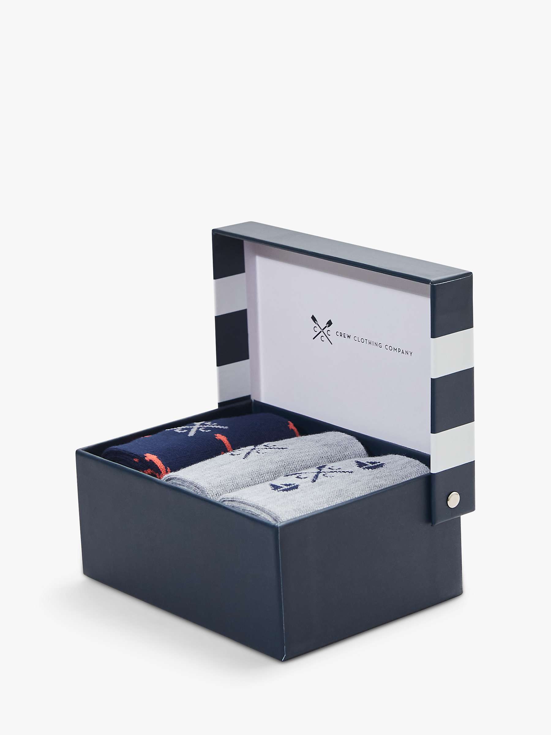 Buy Crew Clothing Cotton Blend Socks Box, Pack of 3, Grey/Multi Online at johnlewis.com