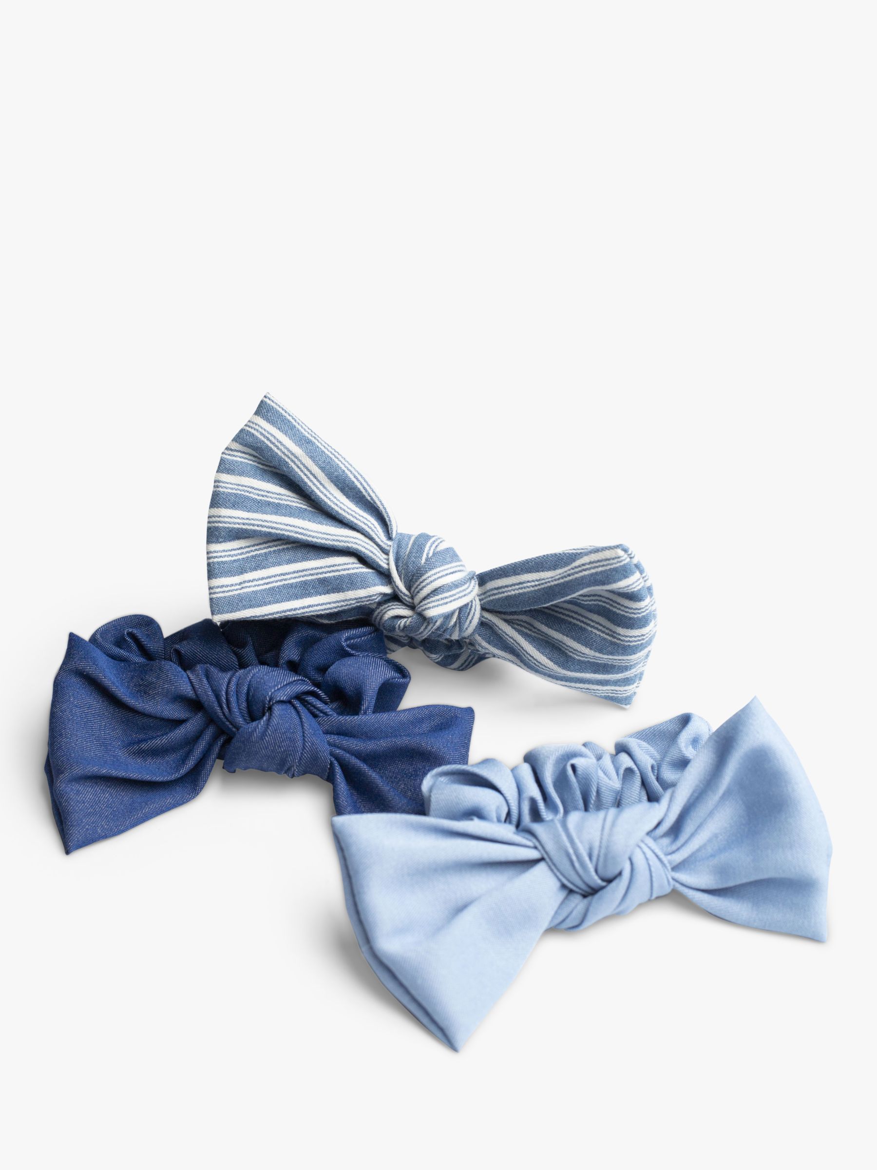 Bloom & Bay Elodie Bow Scrunchie Set, Pack of 3, Blue, One Size