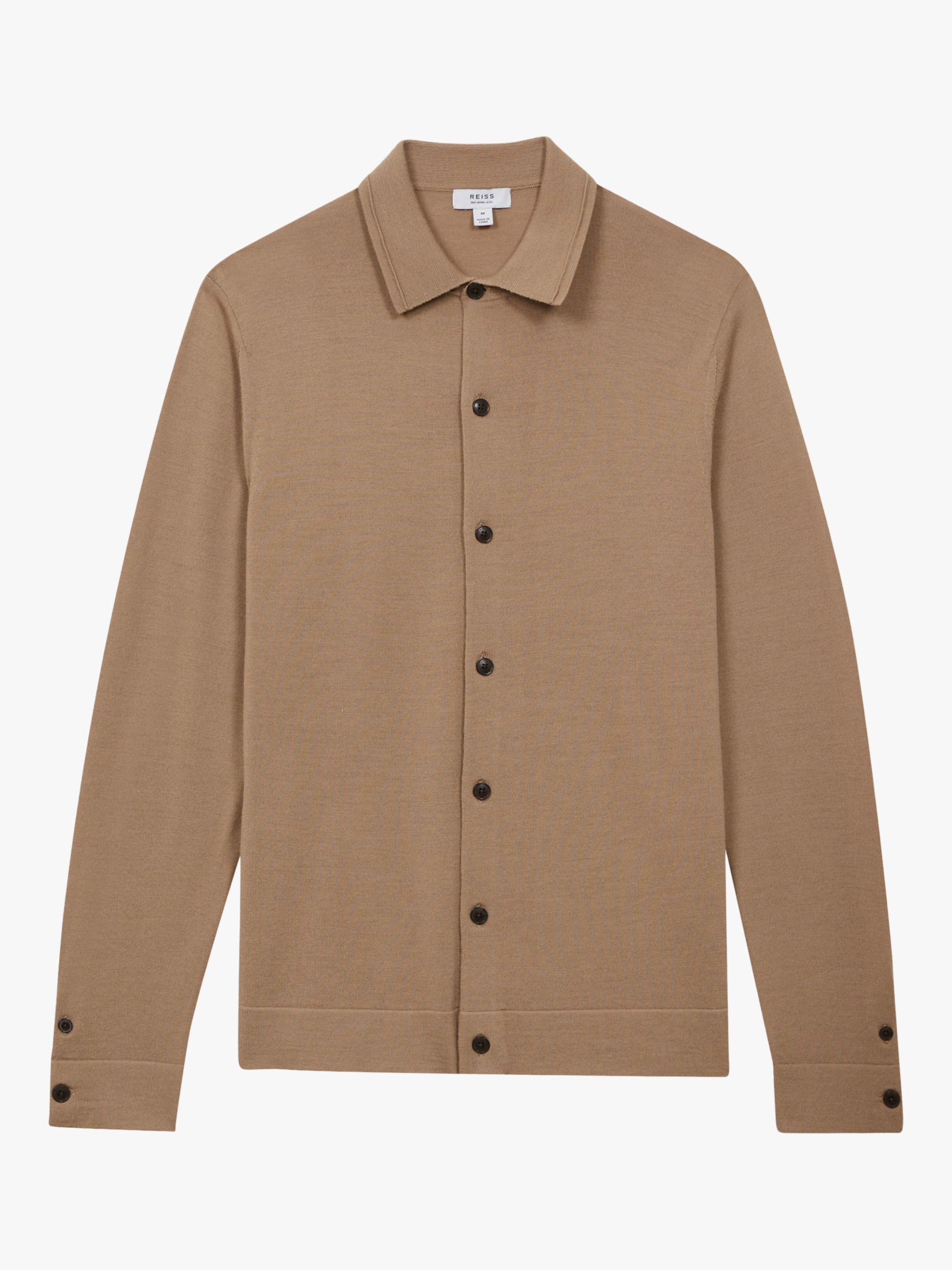 Buy Reiss Forbes Long Sleeve Button Through Cardigan, Camel Online at johnlewis.com