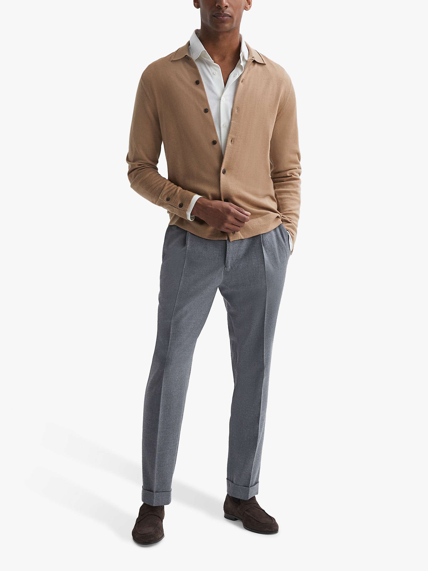 Buy Reiss Forbes Long Sleeve Button Through Cardigan, Camel Online at johnlewis.com