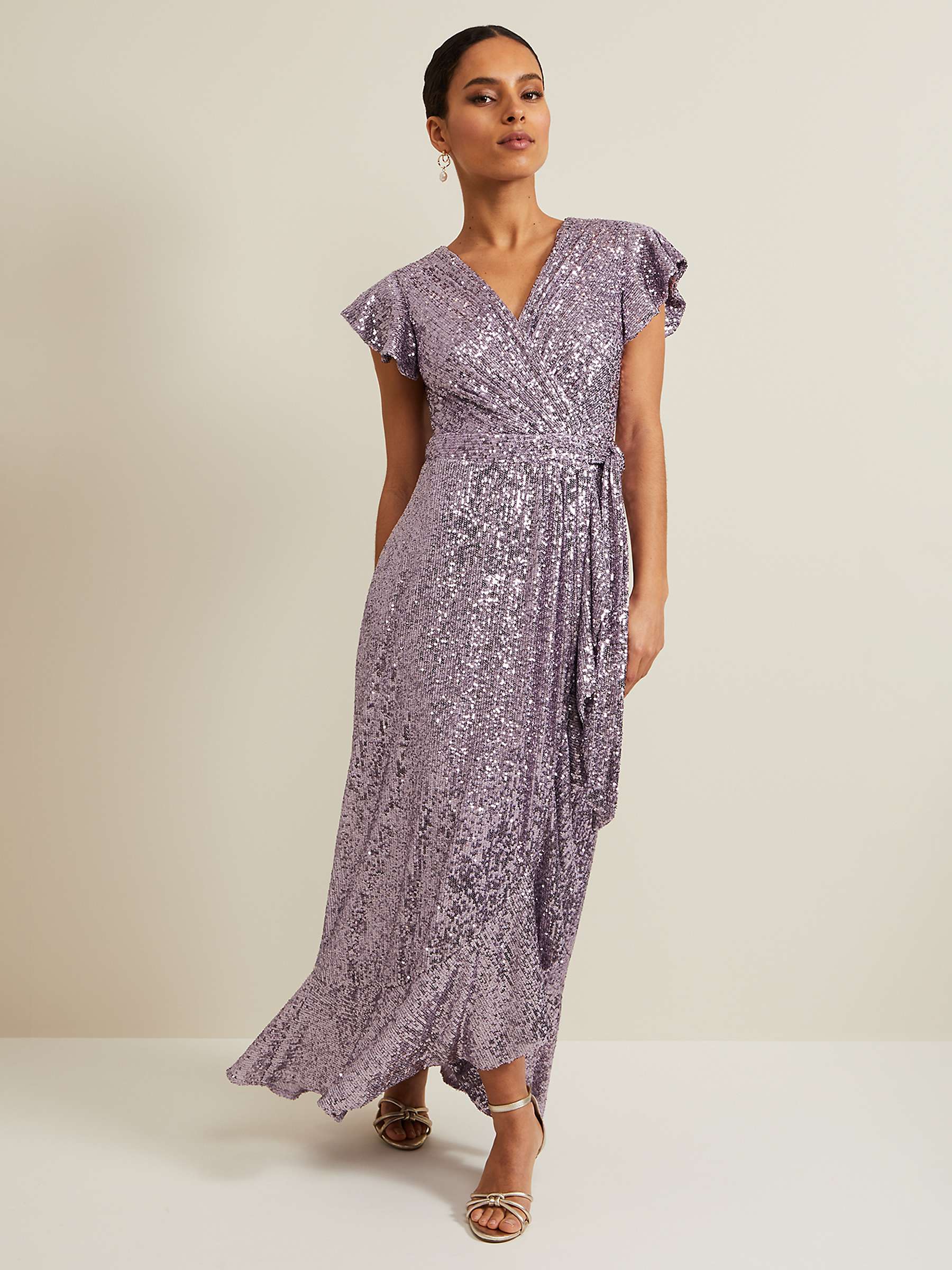 Buy Phase Eight Petite Carina Sequin Maxi Wrap Dress, Purple Online at johnlewis.com
