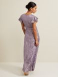 Phase Eight Petite Carina Sequin Maxi Wrap Dress, Purple