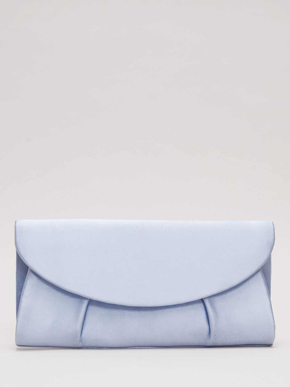 Phase Eight Pleated Satin Clutch Bag, Pale Blue