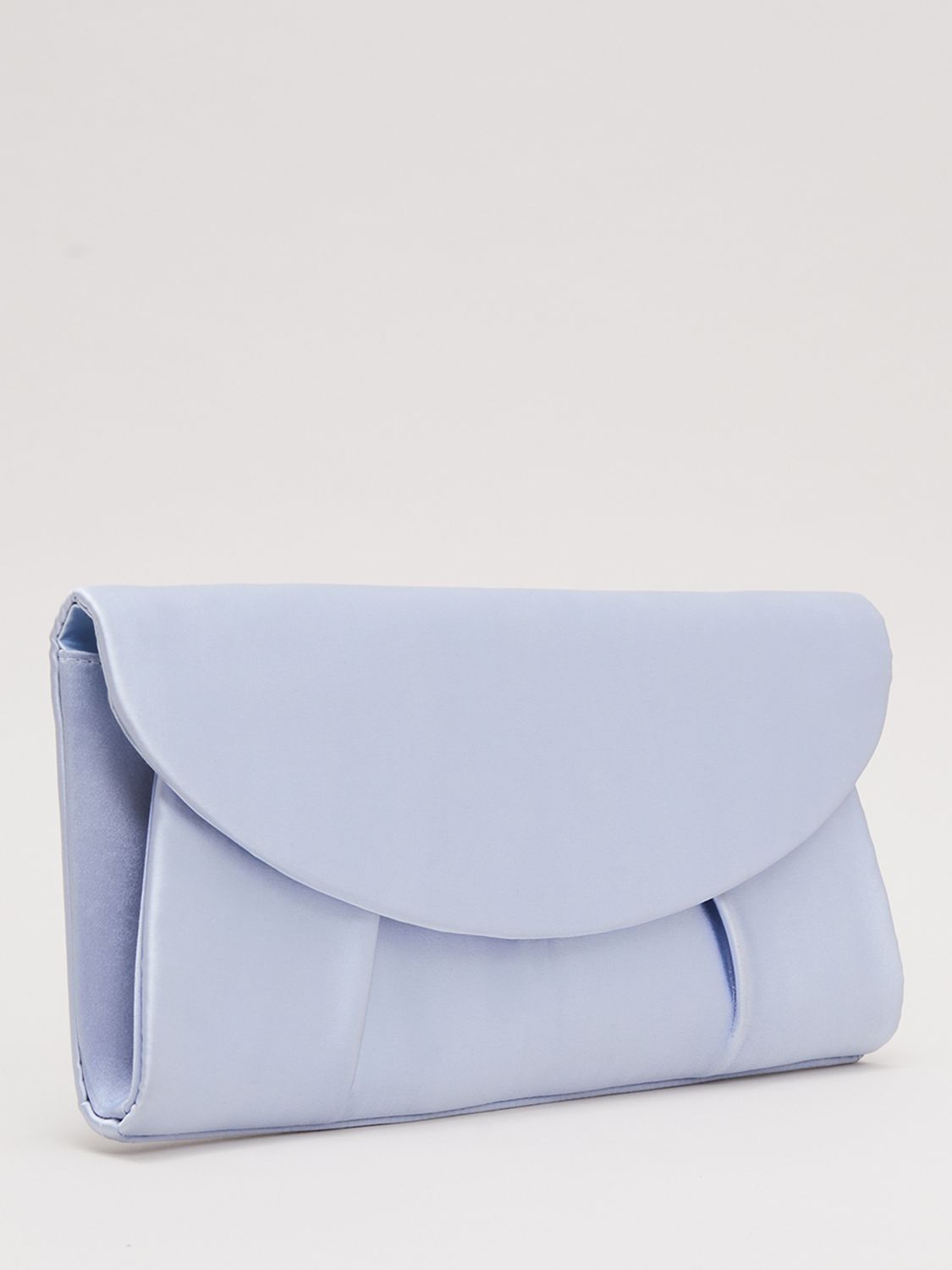 Phase Eight Pleated Satin Clutch Bag, Pale Blue