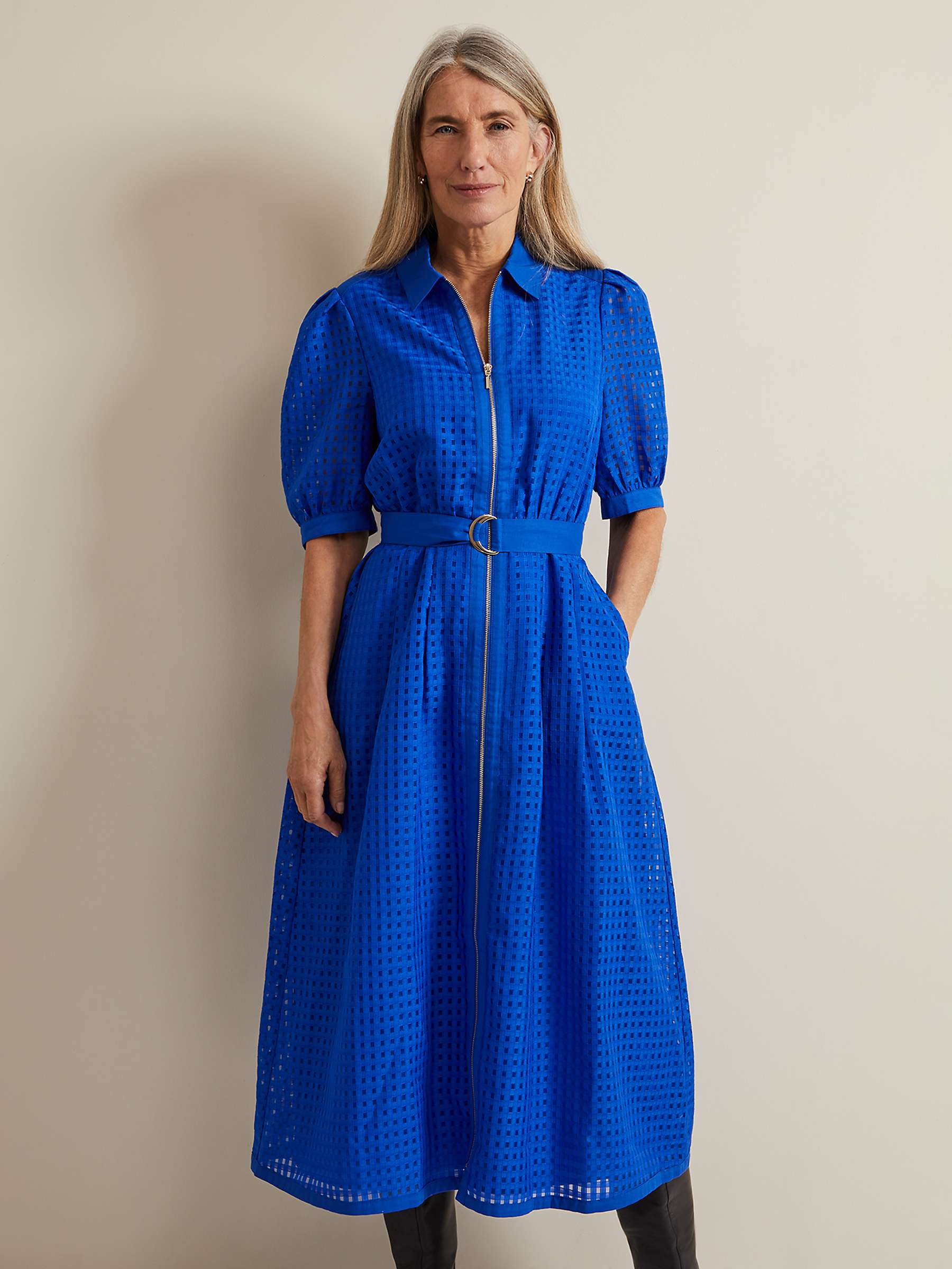 Buy Phase Eight Carey Checked Textured Midi Dress Online at johnlewis.com