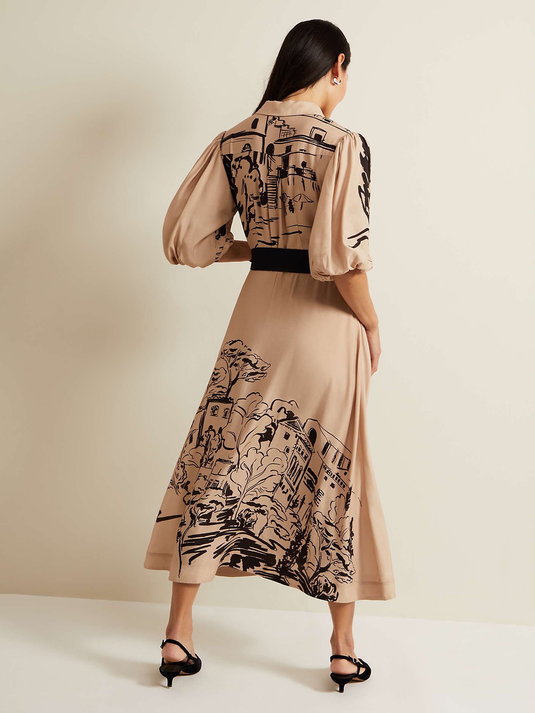 Buy Phase Eight Tammy Puff Sleeve Midi Shirt Dress, Cream/Black Online at johnlewis.com