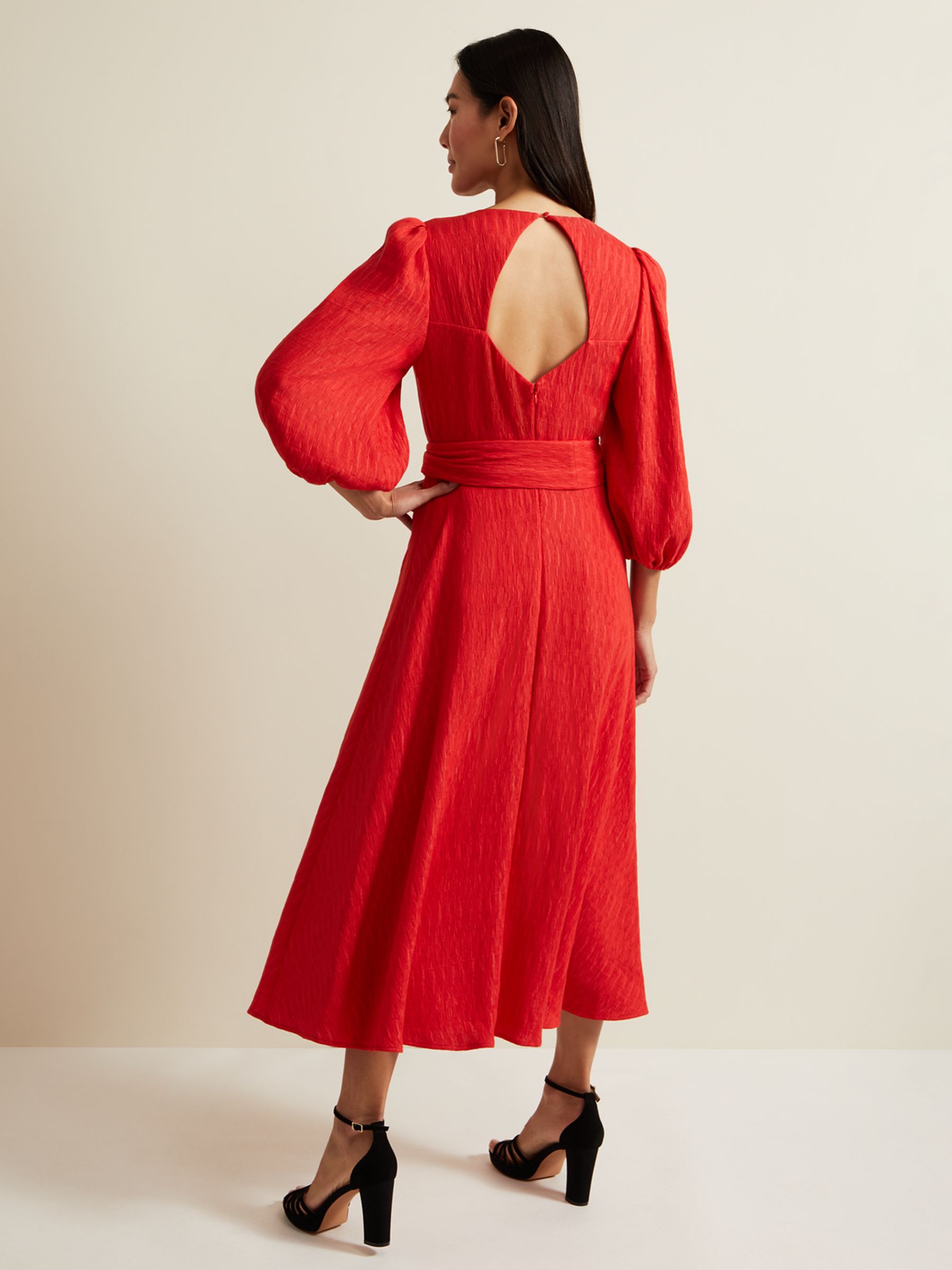 Buy Phase Eight Marilyn Textured Midi Dress, Orange Online at johnlewis.com