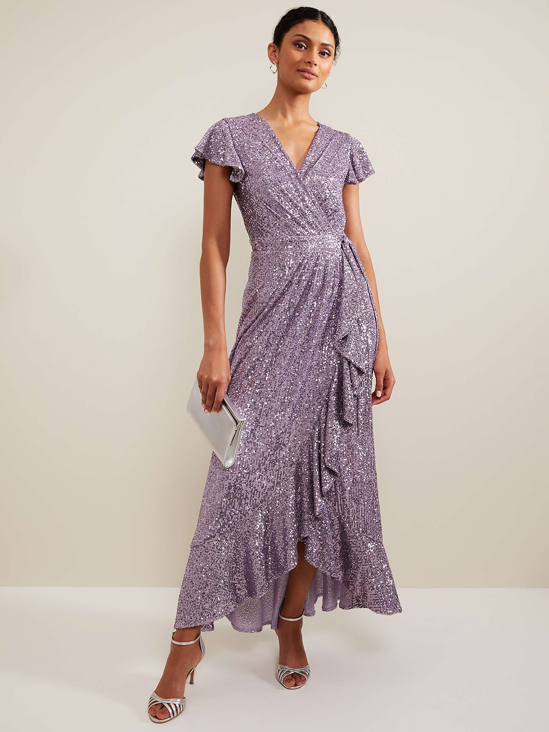 Buy Phase Eight Carina Sequin Maxi Wrap Dress, Purple Online at johnlewis.com