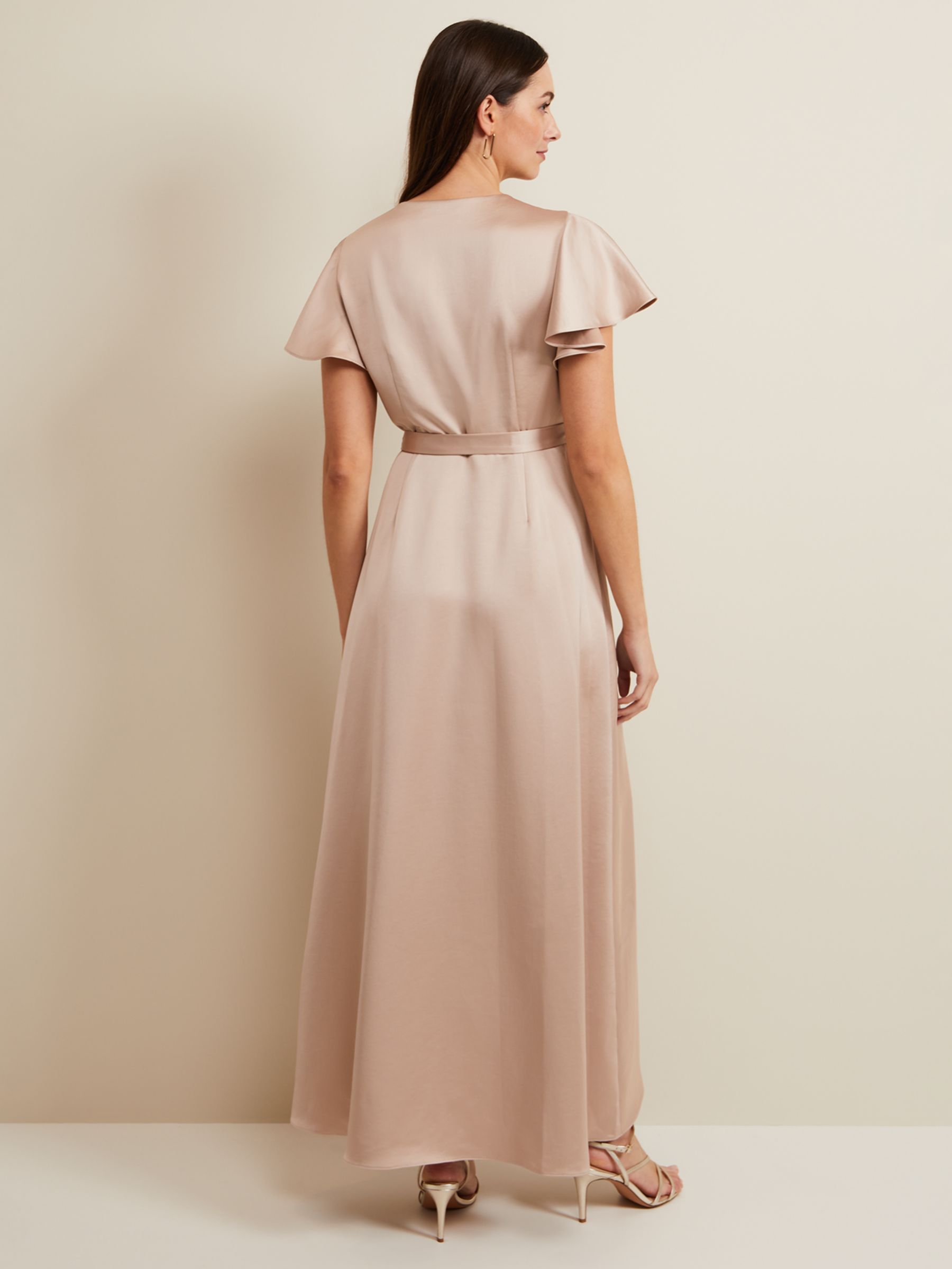 Buy Phase Eight Arabella Satin Wrap Maxi Dress, Latte Online at johnlewis.com