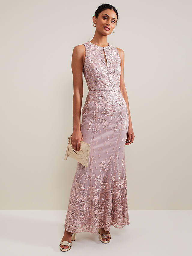 Phase Eight Jaclyn Embroidered Maxi Dress, Pale Pink