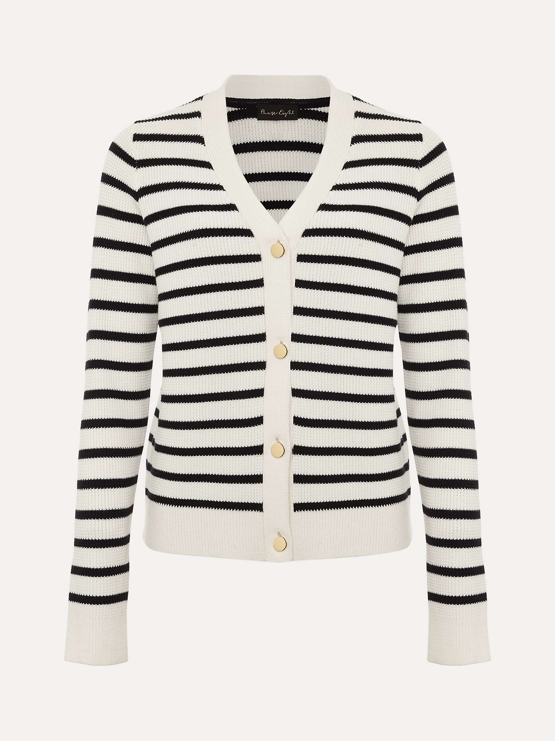 Buy Phase Eight Chloe Cotton Blend Cardigan, Ivory/Navy Online at johnlewis.com