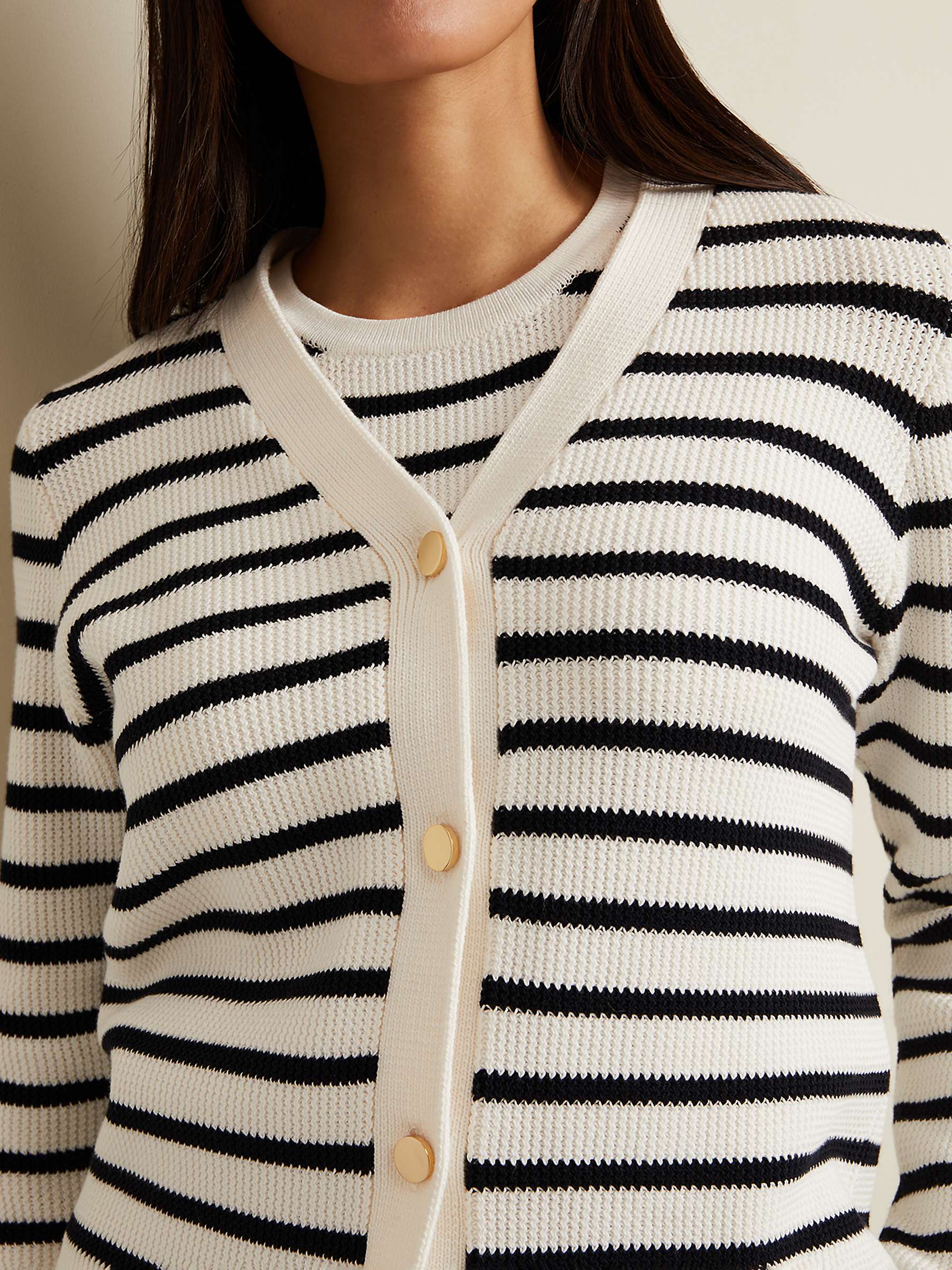 Buy Phase Eight Chloe Cotton Blend Cardigan, Ivory/Navy Online at johnlewis.com
