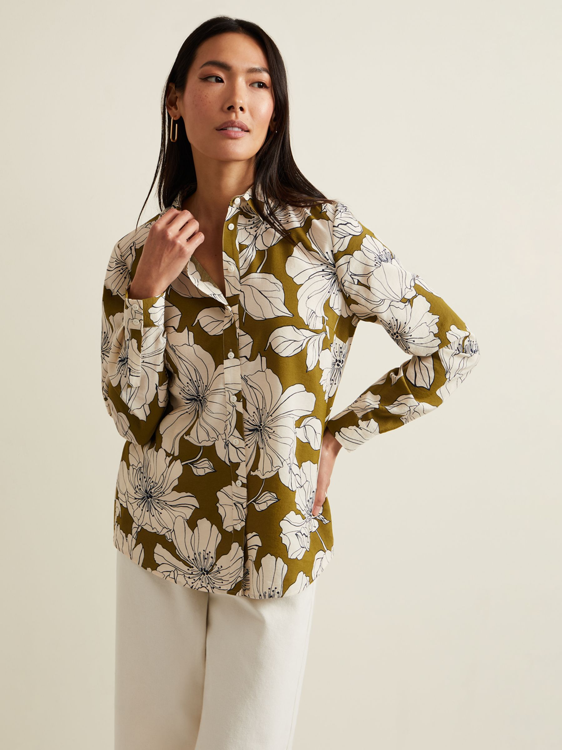 Buy Phase Eight Lena Ecovero Shirt, Olive Online at johnlewis.com