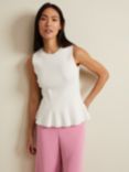 Phase Eight Maddie Ribbed Peplum Top, Ivory