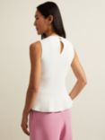 Phase Eight Maddie Ribbed Peplum Top, Ivory