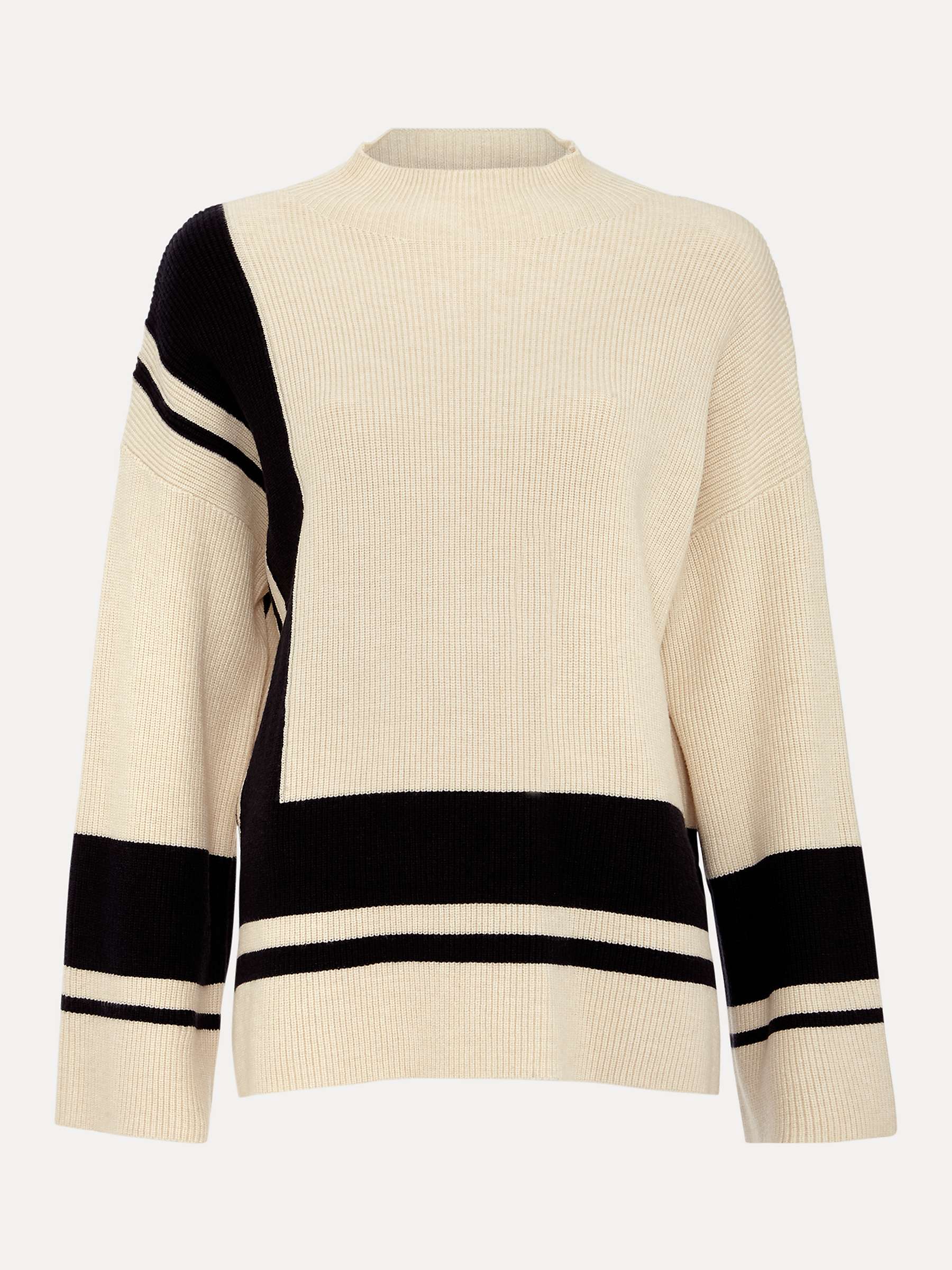 Buy Phase Eight Kayleigh Ribbed Colour Block Jumper, Stone/Navy Online at johnlewis.com
