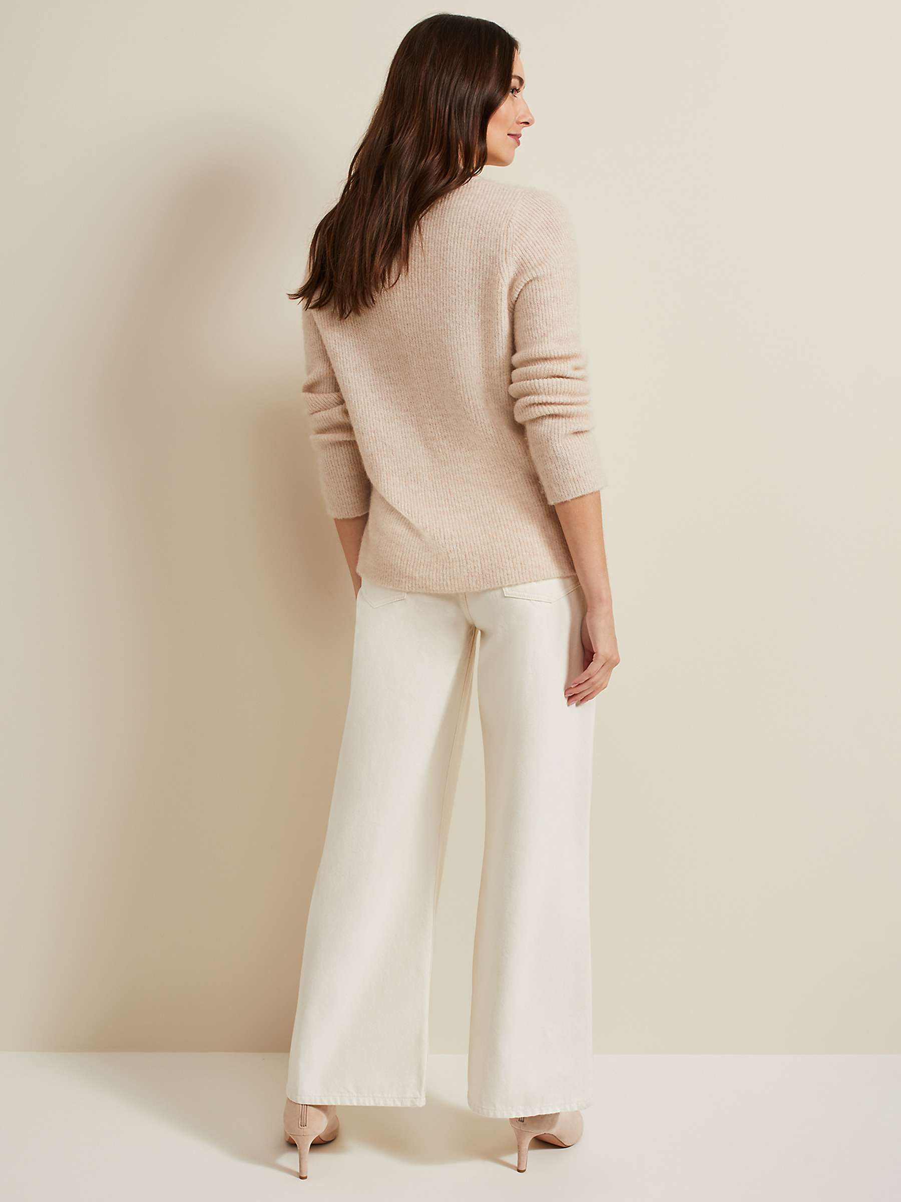 Buy Phase Eight Lorelei Cotton Wide Leg Jeans, Natural Online at johnlewis.com