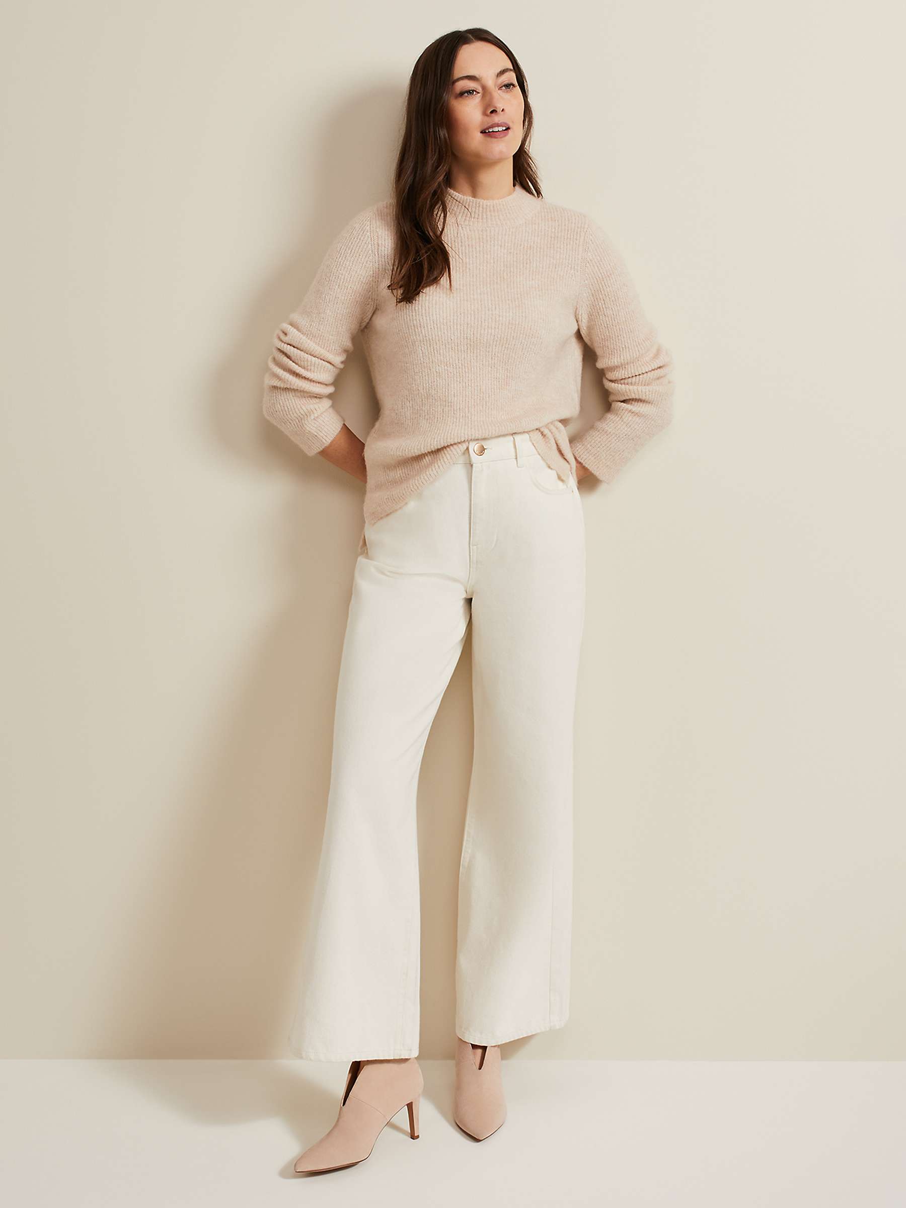Buy Phase Eight Lorelei Cotton Wide Leg Jeans, Natural Online at johnlewis.com