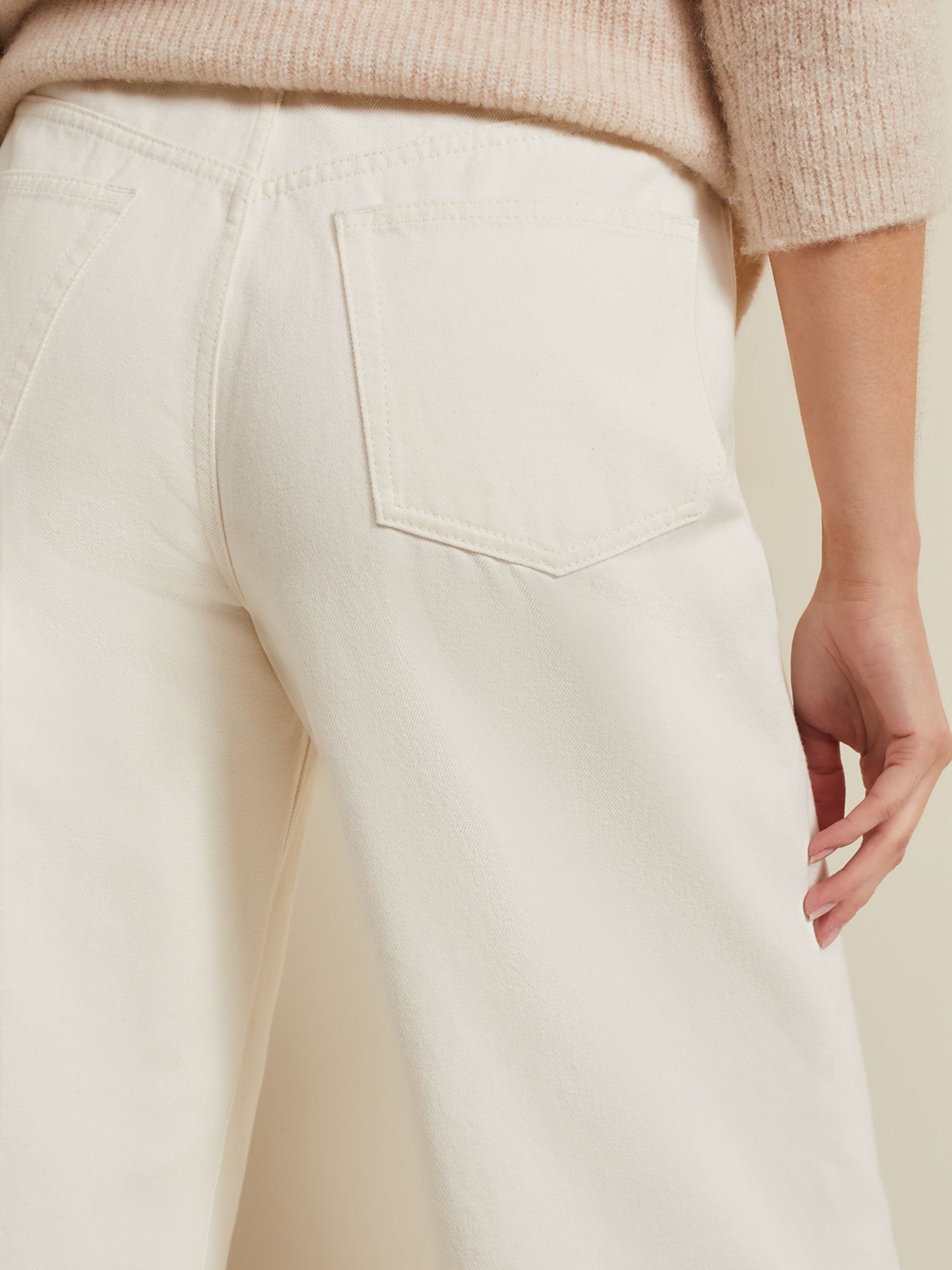 Phase Eight Lorelei Cotton Wide Leg Jeans, Natural at John Lewis & Partners