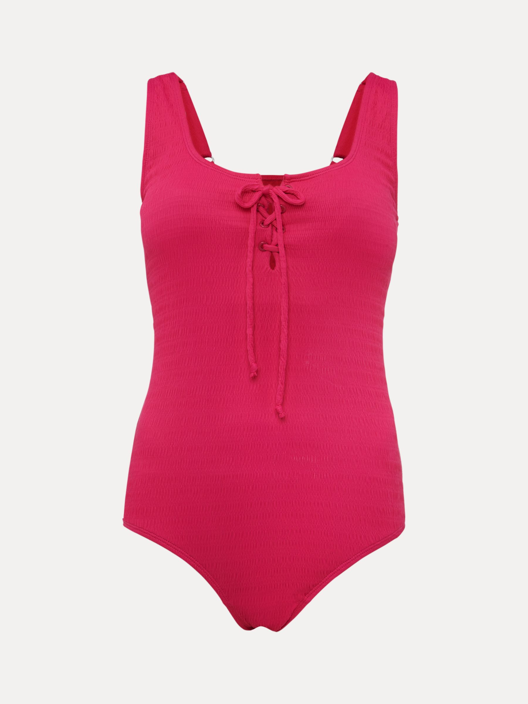 Buy Phase Eight Ribbed Bow Front Swimsuit, Pink Online at johnlewis.com
