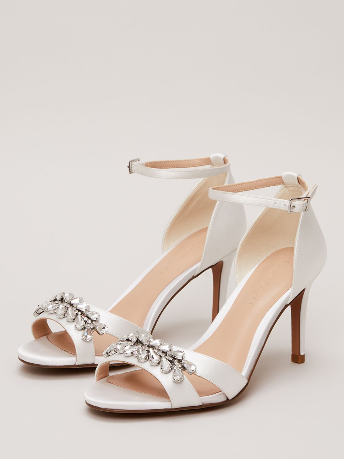 Phase Eight Crystal Embellished Sandals, Ivory, EU36