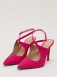 Phase Eight Cross Strap Open Back Suede Shoes, Pink